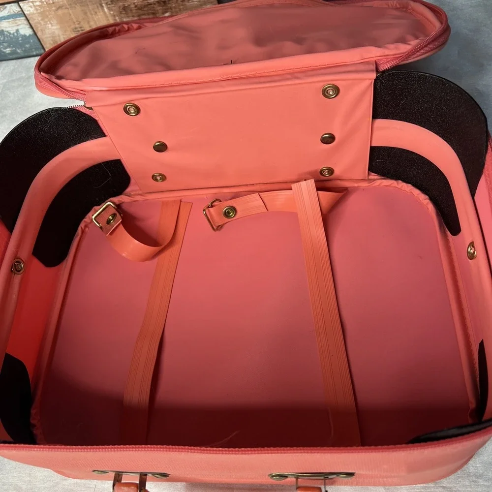 Vintage GOING TO GRANDMA'S Pink 1980s Childs Vinyl Suitcase Travel‎ Carry On